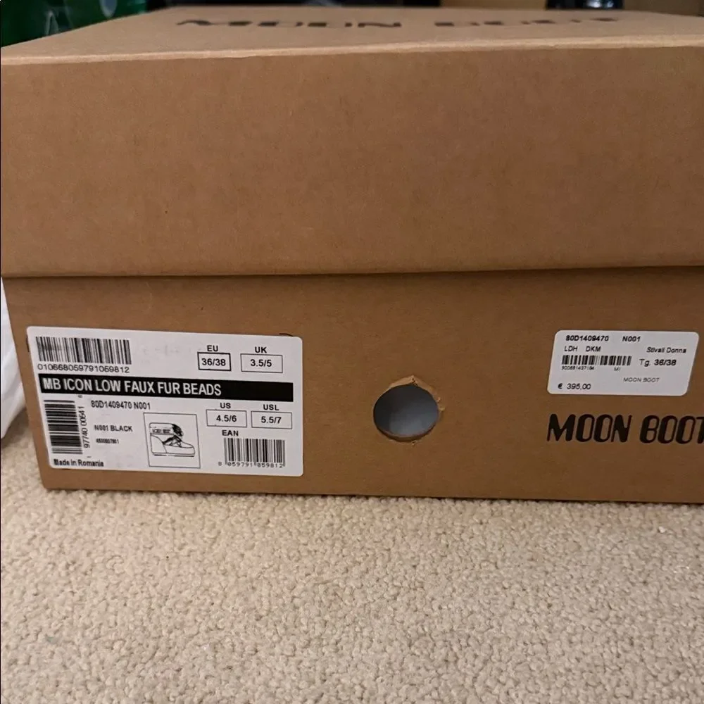 Moon Boot Icon Low Black Faux Fur 36-38